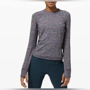 Lululemon Cypress Kiss Long Sleeve Womens 4 Fusion Jacquard Black Violet